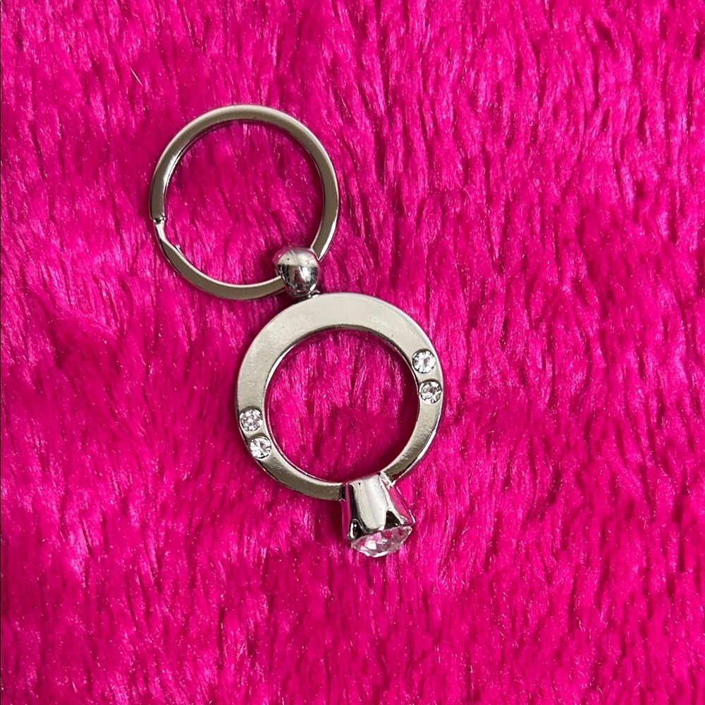 Silver Ring Keychain with Rhinestones
